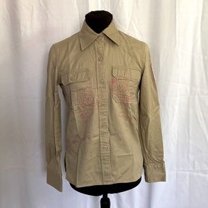Volcom special edition button up shirt with embroidery & patch details Size S